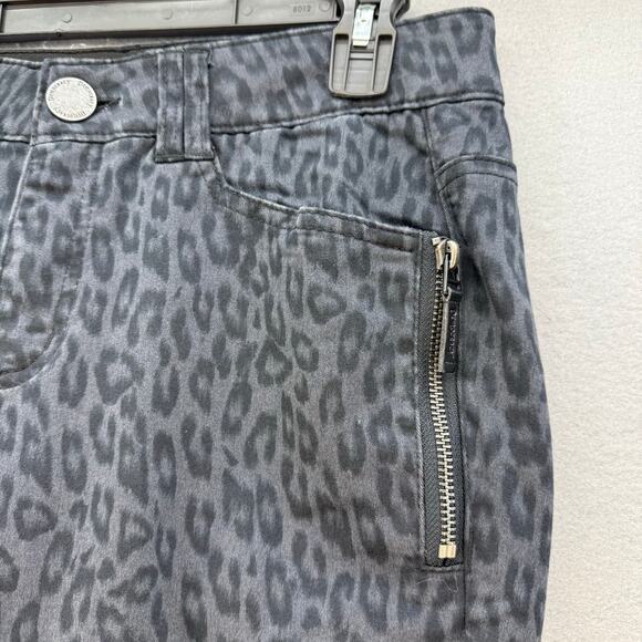 Democracy Jeans Women's 8 Black Grey Leopard Moto Skinny Cheetah Slim Preppy - Picture 5 of 14